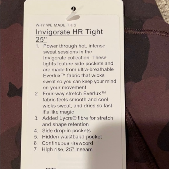 NWT lululemon 25” leggings brown camo pockets - Picture 2 of 4